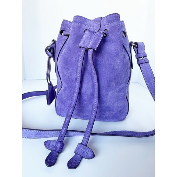 Ralph Lauren Ricky Suede Drawstring Bucket Bag Lavender Purple - Picture 6 of 16